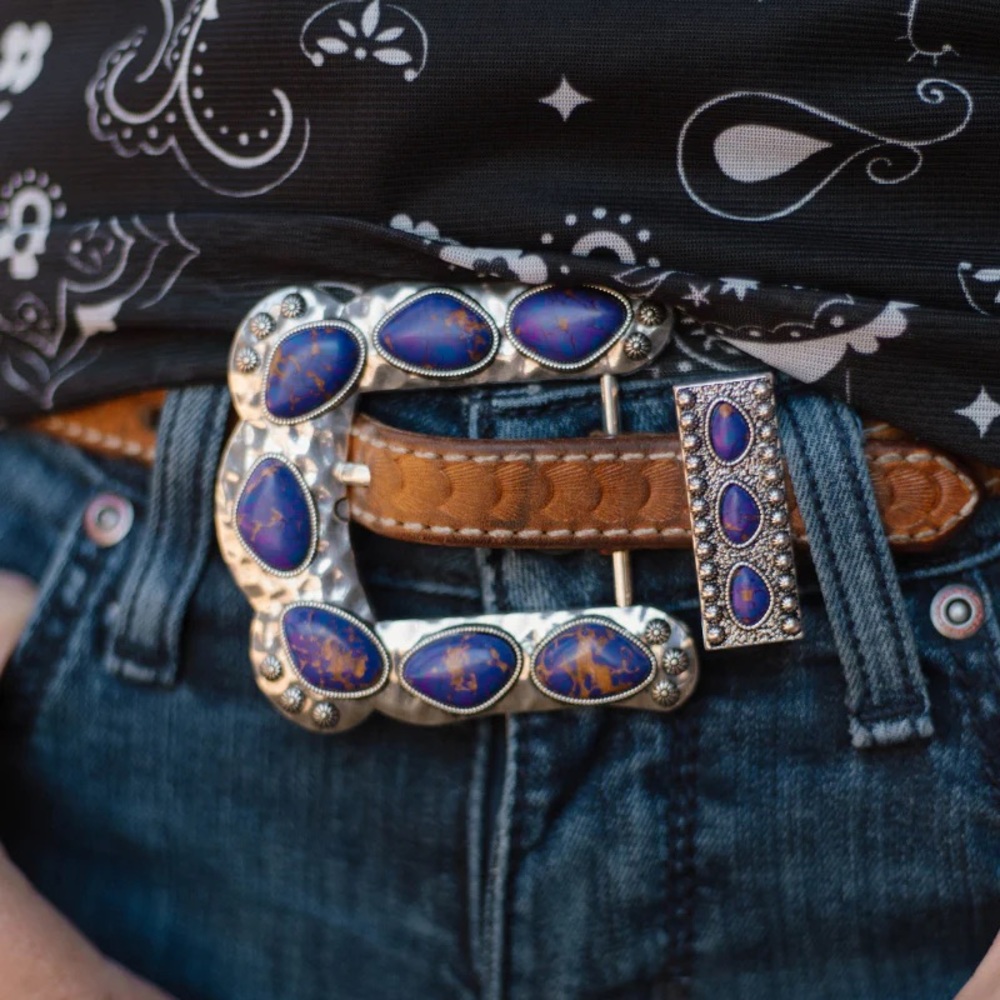 Purple Stone Buckle and Keeper - Picture 4 of 4